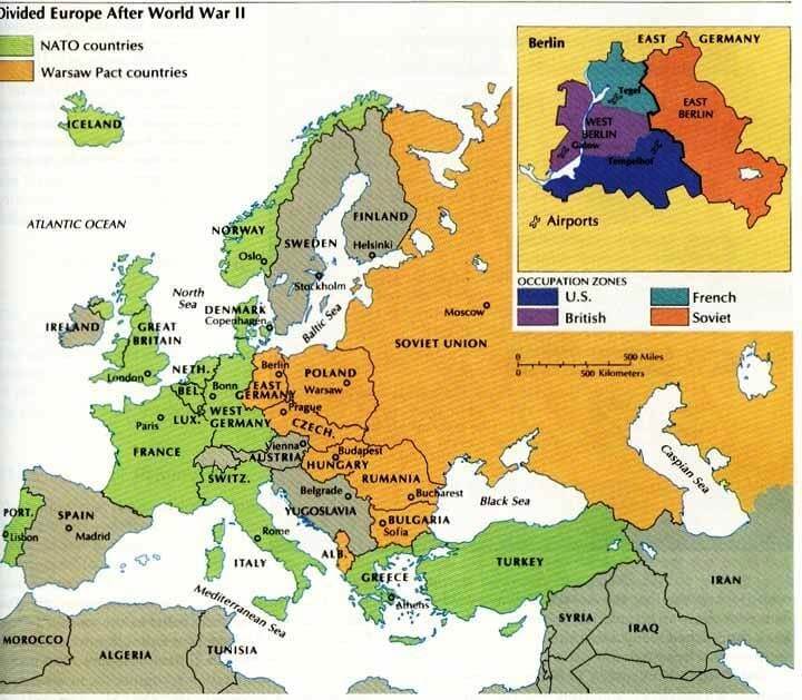 Политическая карта европы 1945 года